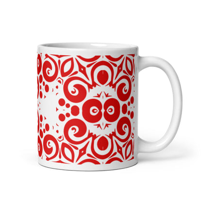 InkFlow Lotus ceramic coffee mug - 15 oz - handle on right