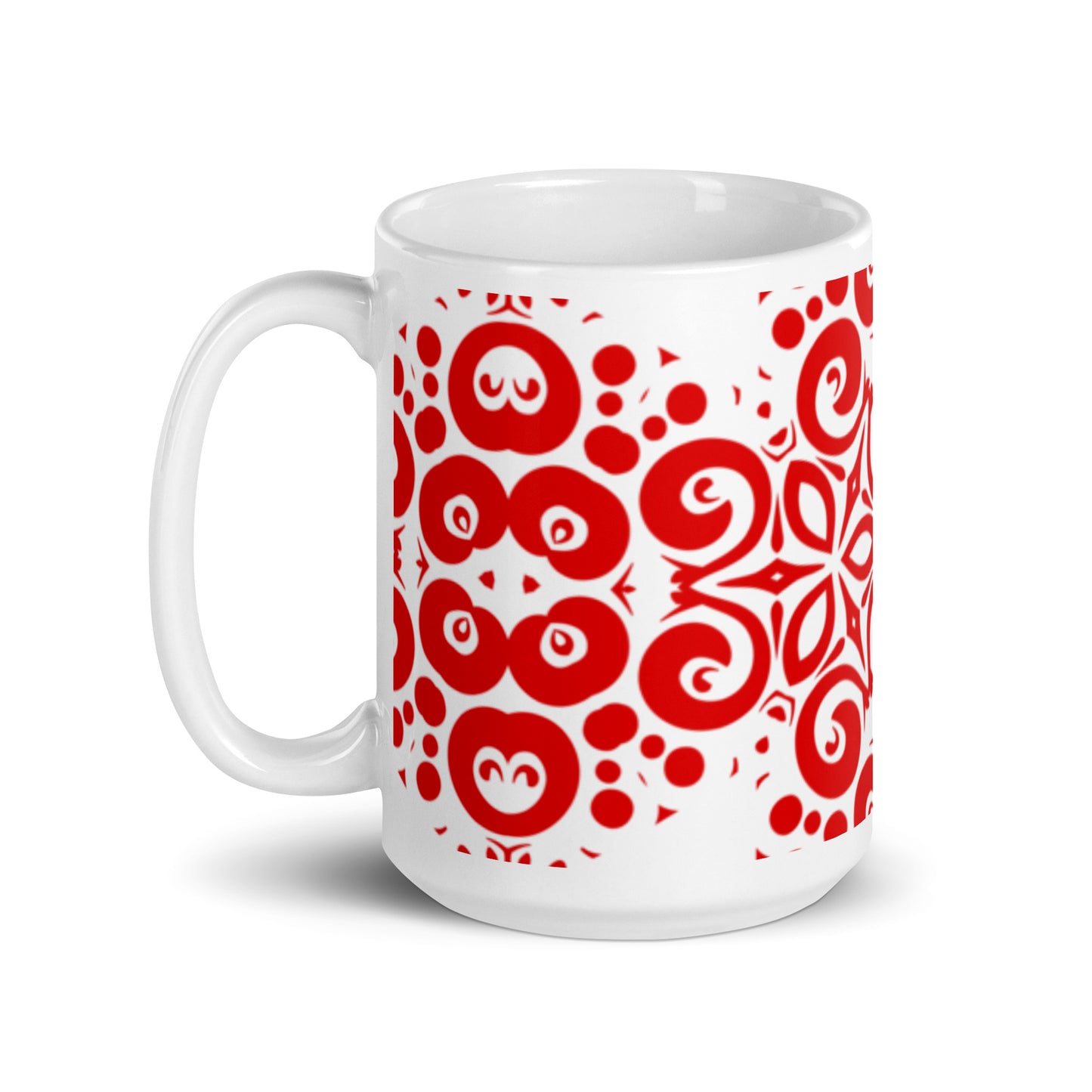 InkFlow Lotus ceramic coffee mug - 20 oz - handle on left