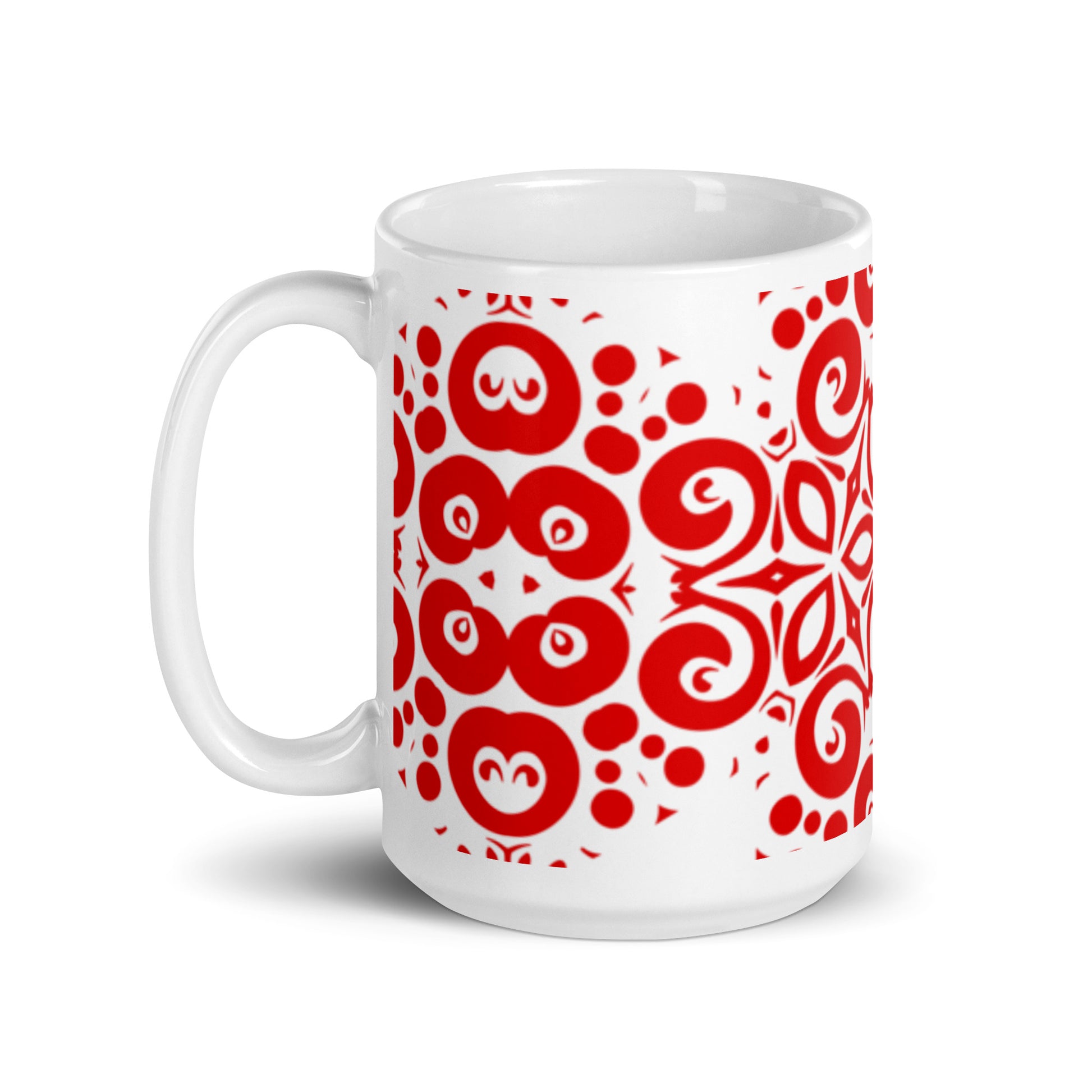 InkFlow Lotus ceramic coffee mug - 20 oz - handle on left