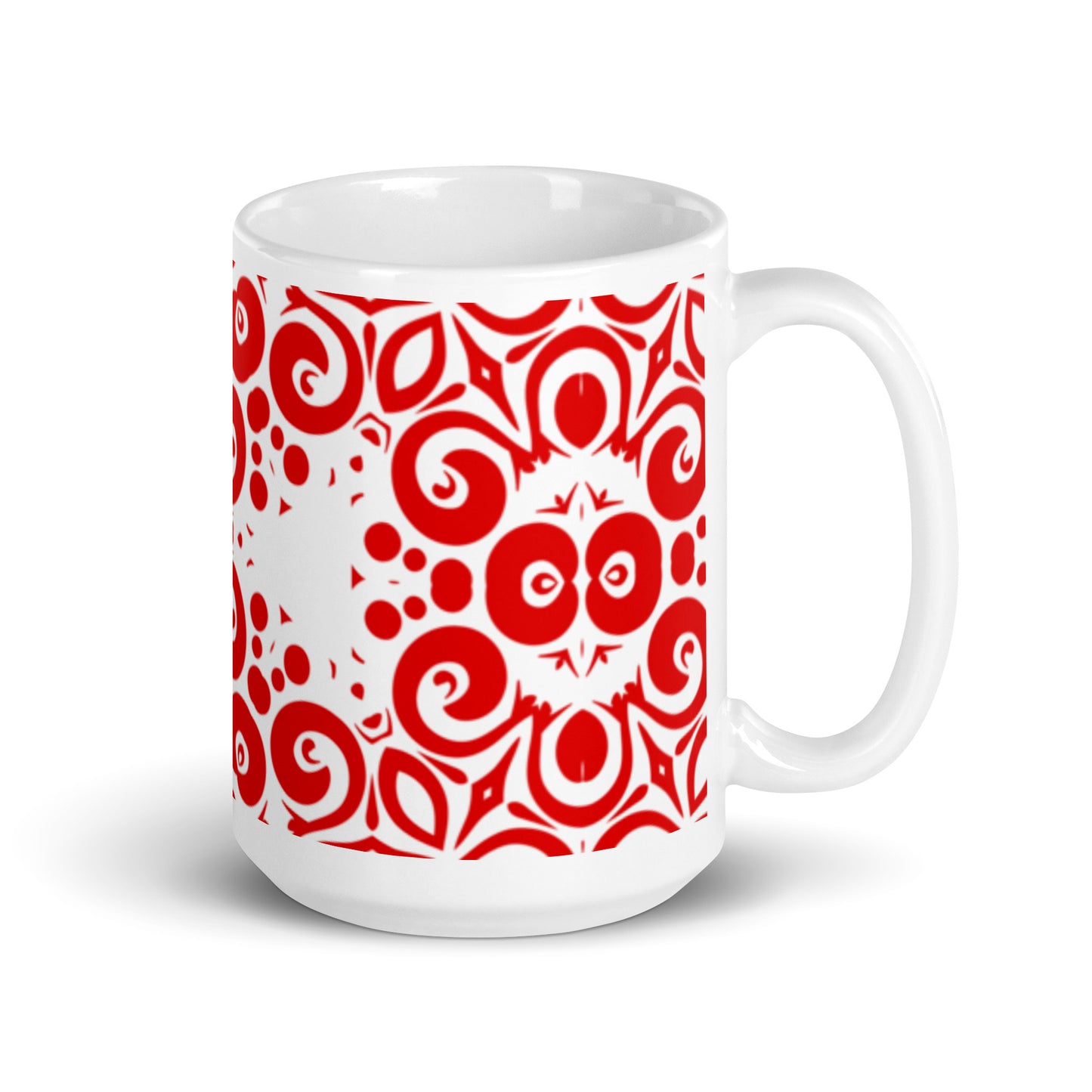 InkFlow Lotus ceramic coffee mug - 20 oz - handle on right