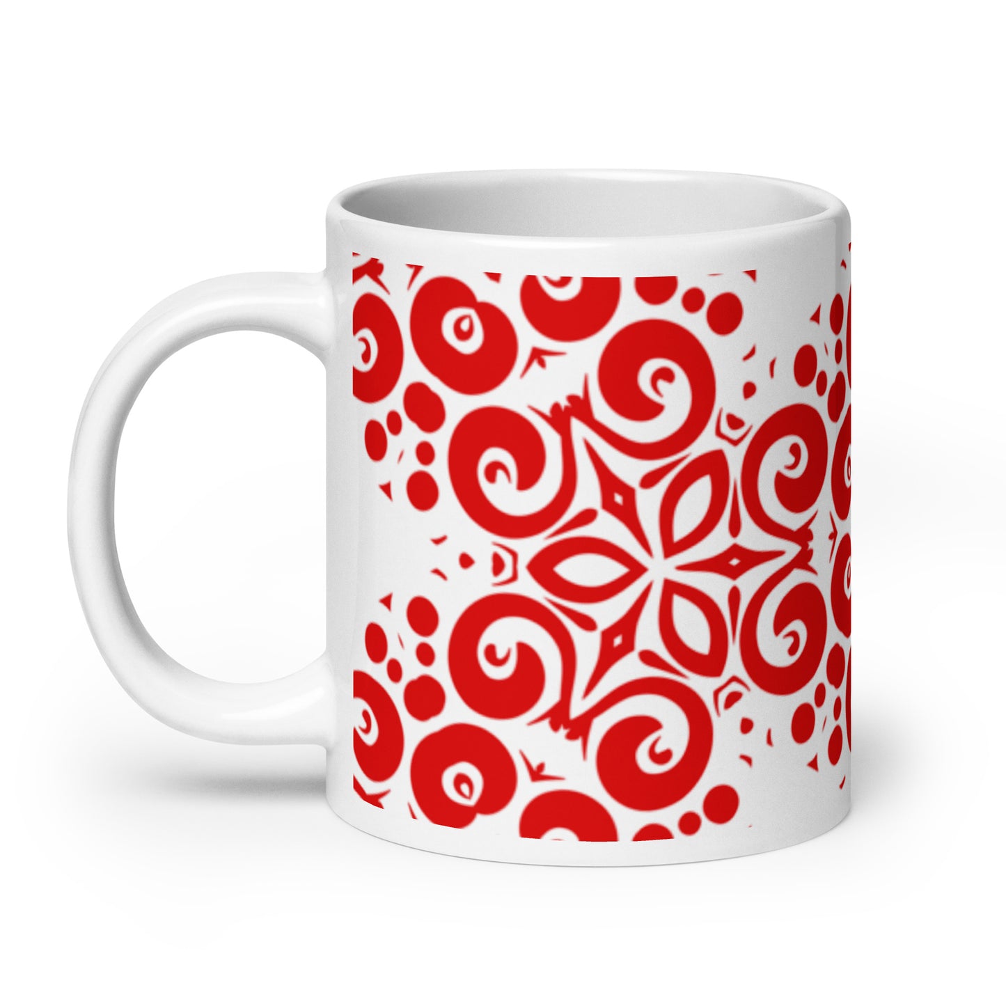 InkFlow Lotus ceramic coffee mug - 11 oz - handle on left