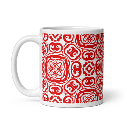 InkFlow Medallion ceramic coffee mug - 15 oz - handle on left