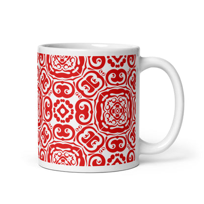 InkFlow Medallion ceramic coffee mug - 15 oz - handle on right