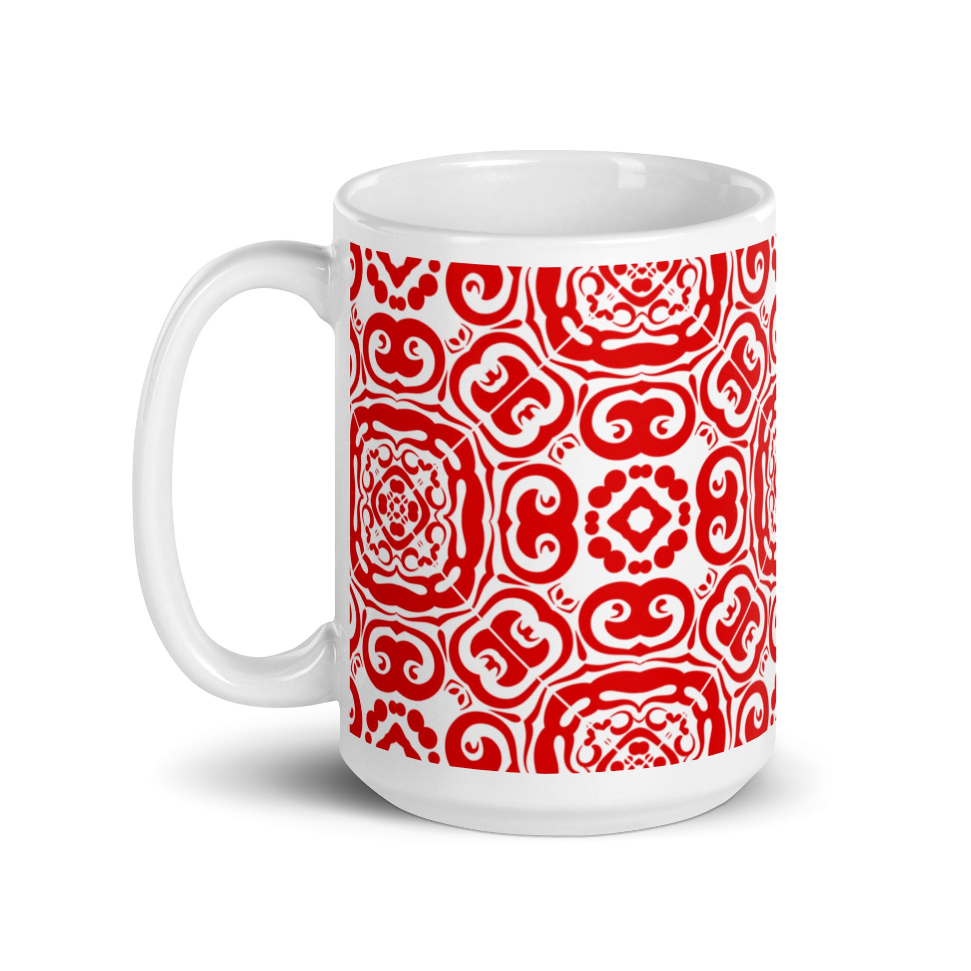 InkFlow Medallion ceramic coffee mug - 20 oz - handle on left