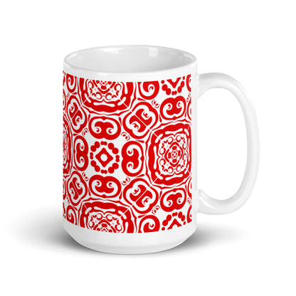 InkFlow Medallion ceramic coffee mug - 20 oz - handle on right