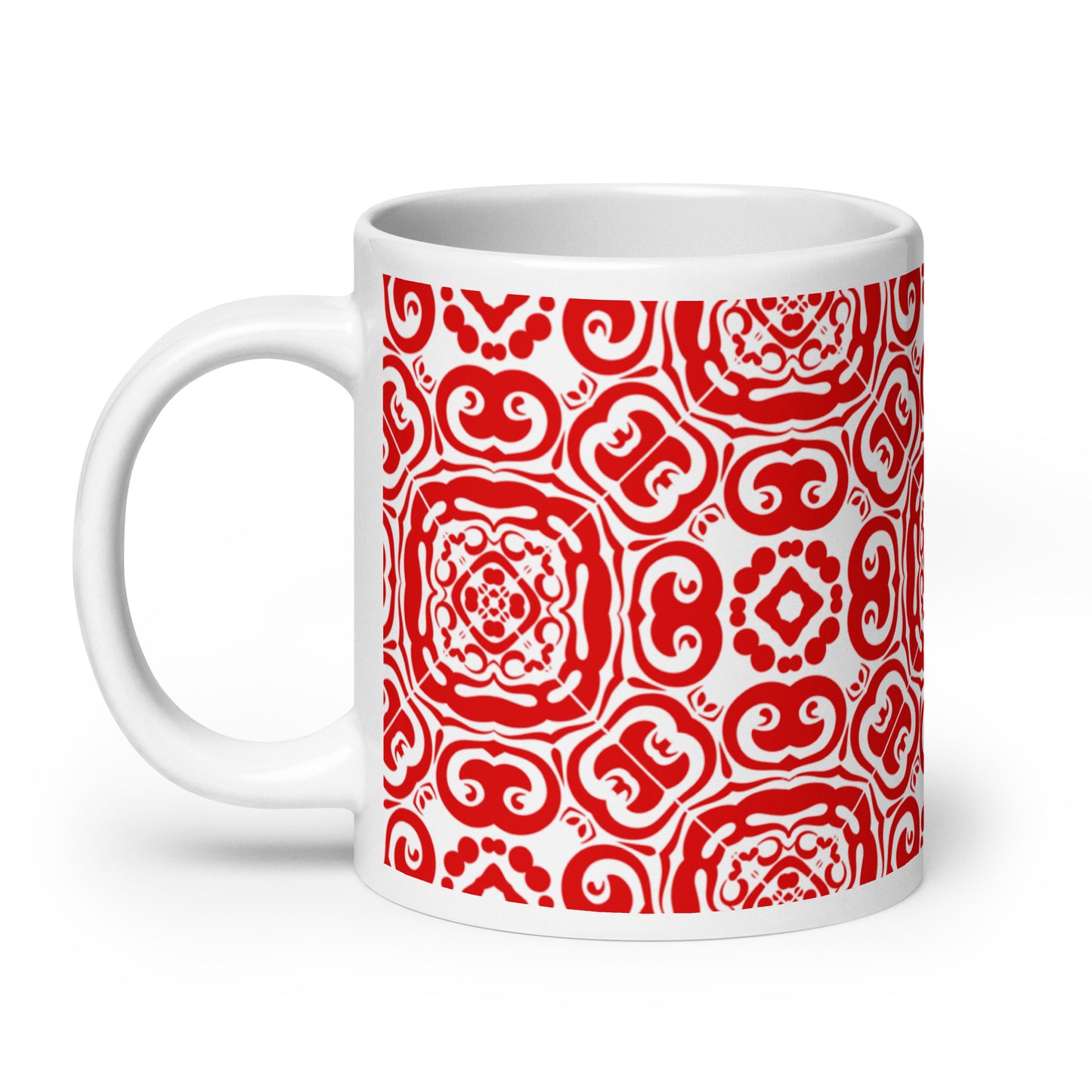 InkFlow Medallion ceramic coffee mug - 11 oz - handle on left