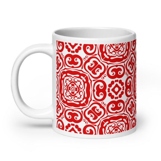 InkFlow Medallion ceramic coffee mug - 11 oz - handle on left