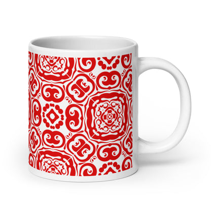 InkFlow Medallion ceramic coffee mug - 11 oz - handle on right