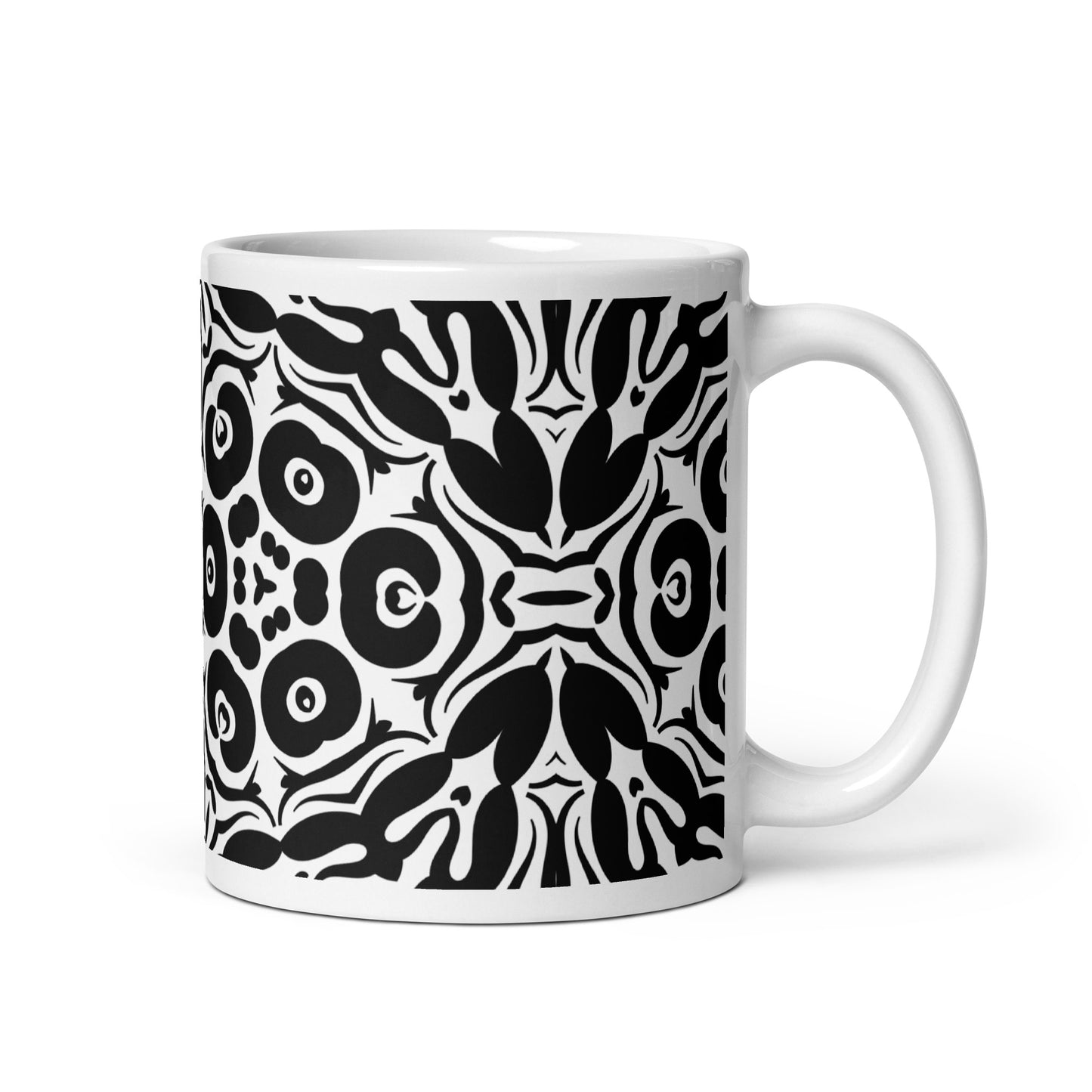InkFlow Petal ceramic coffee mug - 15 oz - handle on left