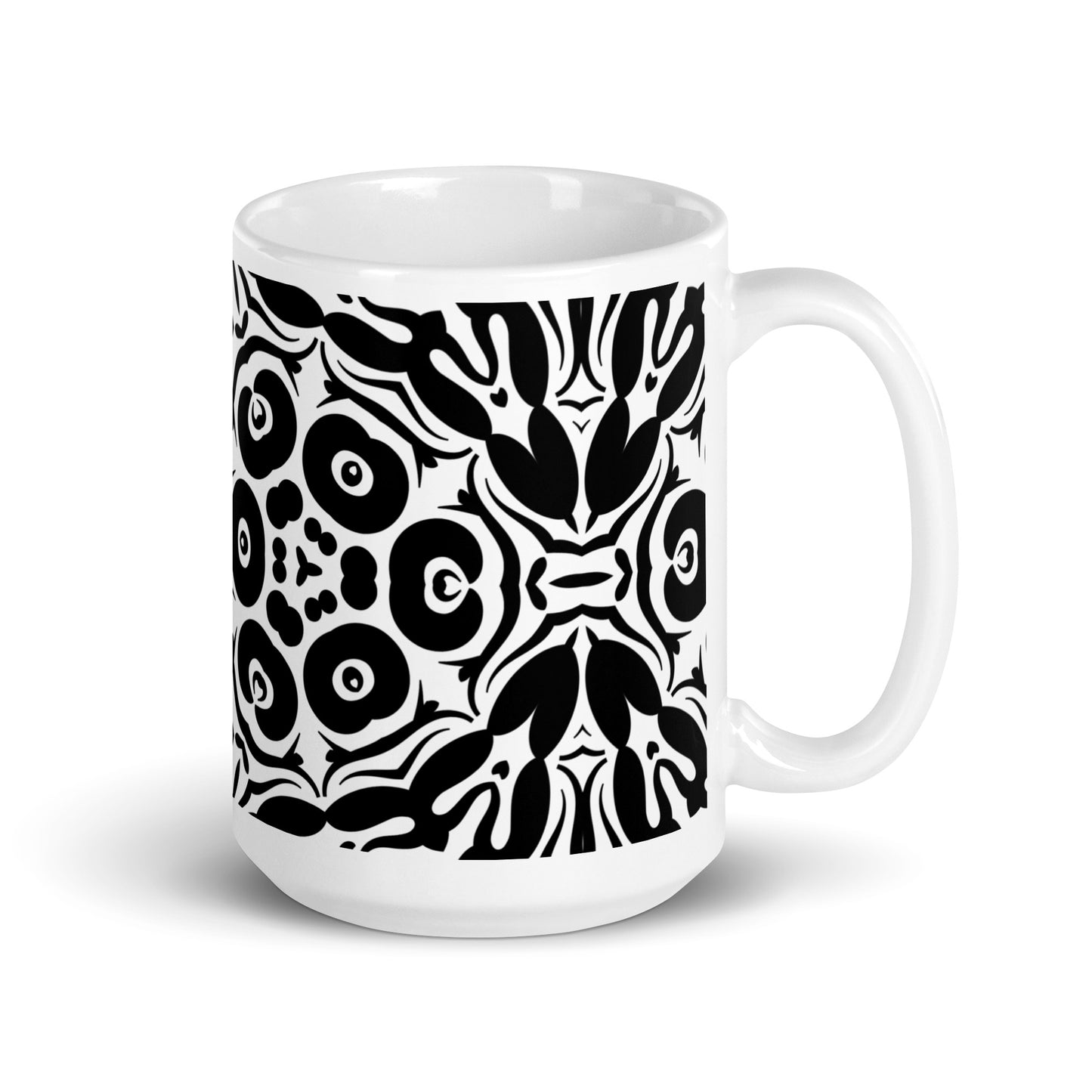 InkFlow Petal ceramic coffee mug - 15 oz - handle on right