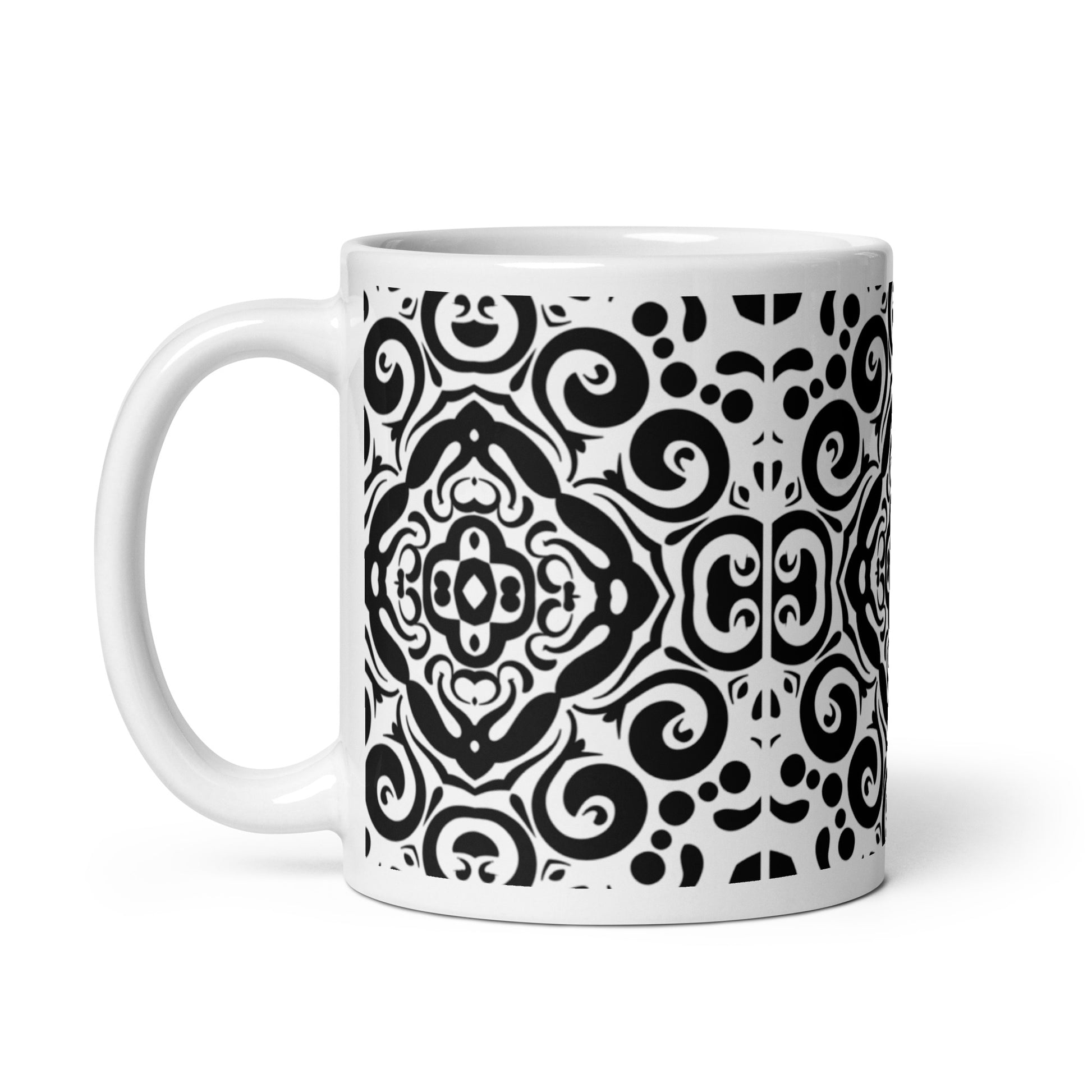 InkFlow Spiral ceramic coffee mug - 15 oz - handle on left