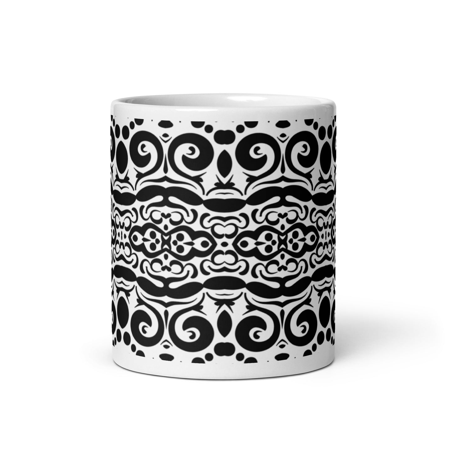 InkFlow Weave ceramic coffee mug - 15 oz - front view