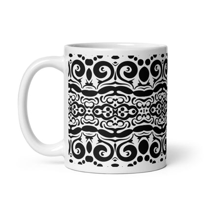 InkFlow Weave ceramic coffee mug - 15 oz - handle on left