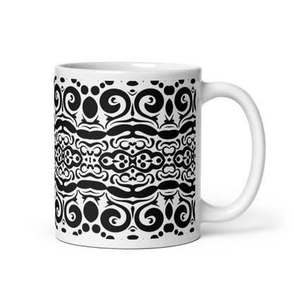 InkFlow Weave ceramic coffee mug - 15 oz - handle on right