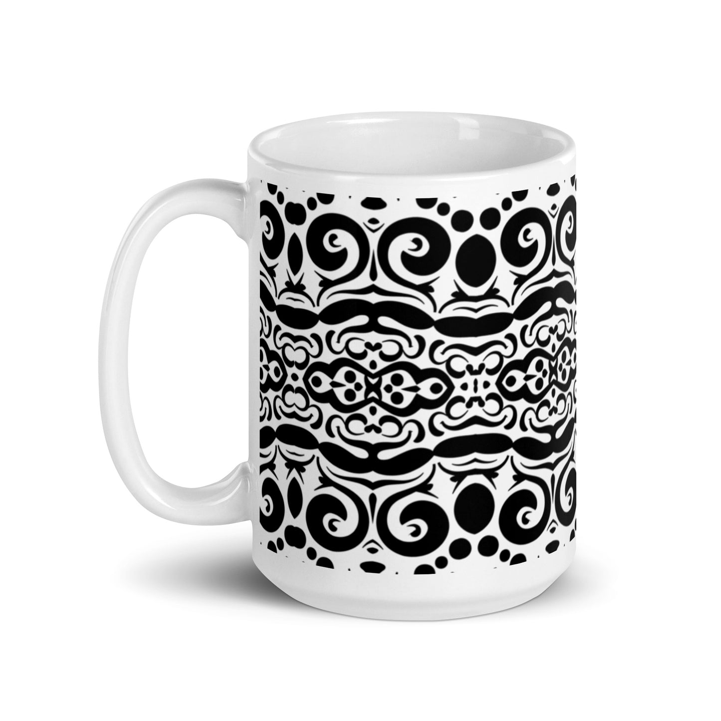 InkFlow Weave ceramic coffee mug - 20 oz - handle on left
