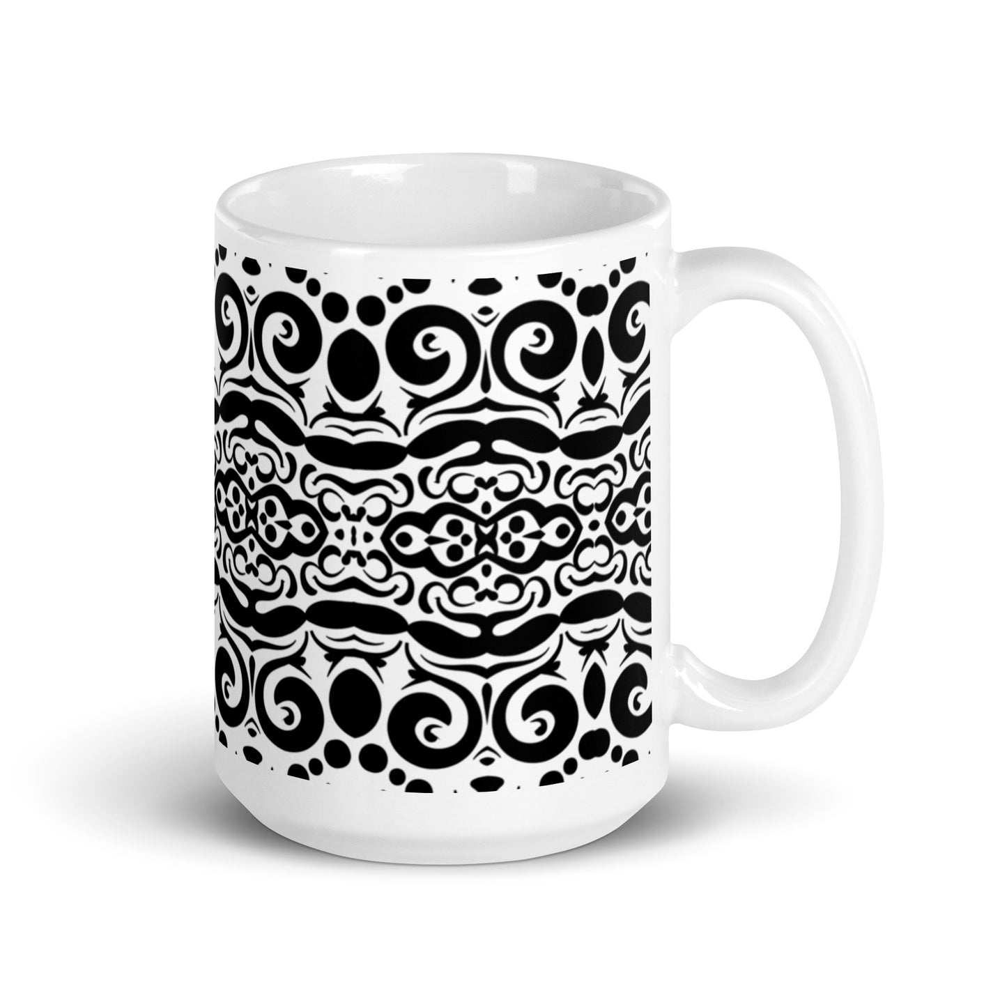 InkFlow Weave ceramic coffee mug - 20 oz - handle on right