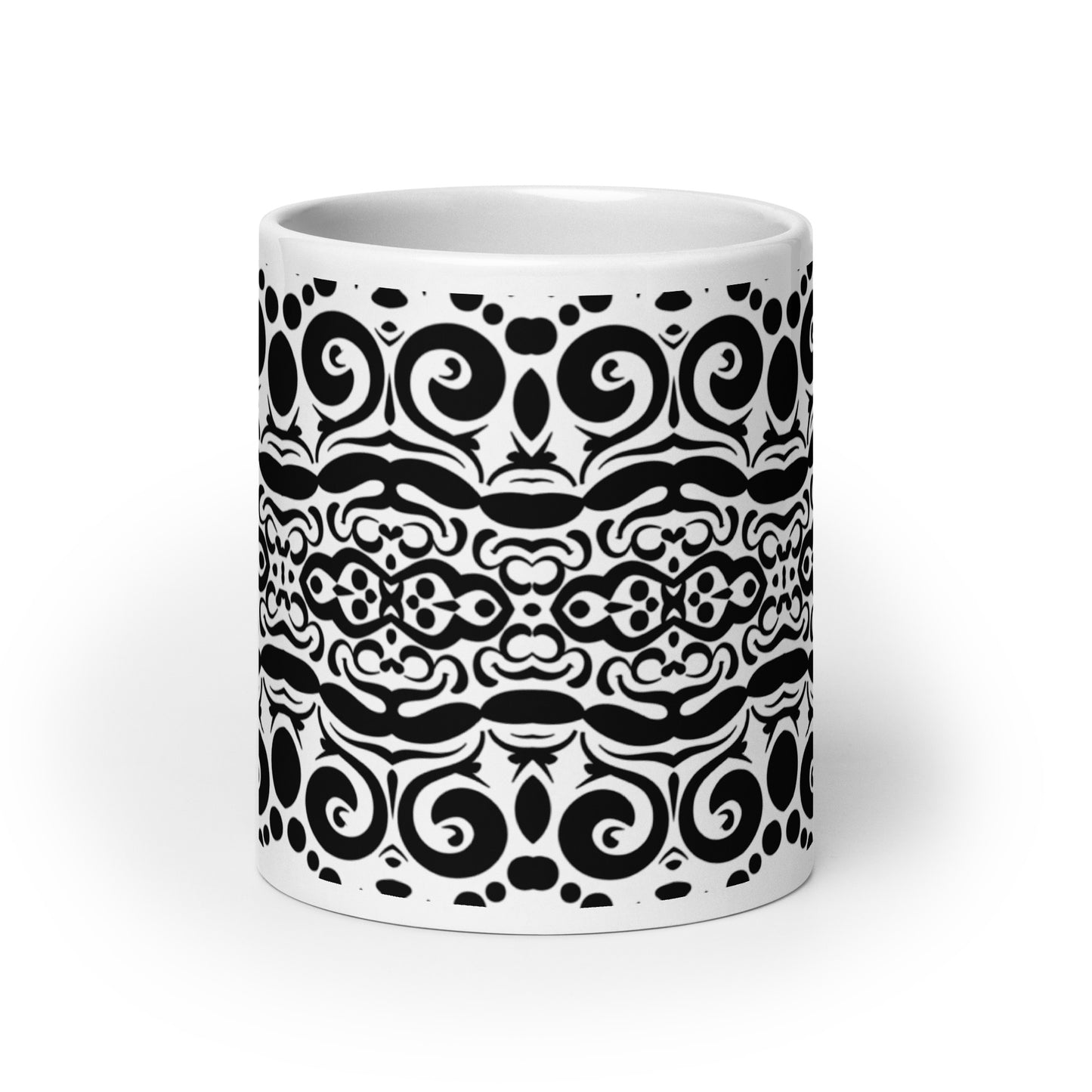 InkFlow Weave ceramic coffee mug - 11 oz - front view