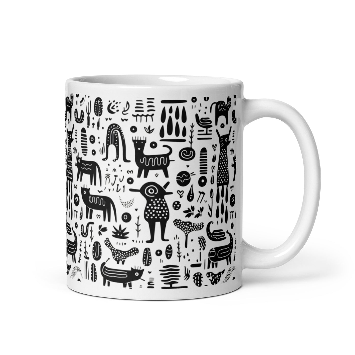Inkstone Bestiary ceramic coffee mug - 11 oz - handle on right