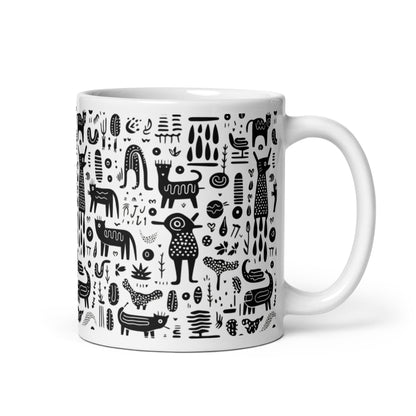 Inkstone Bestiary ceramic coffee mug - 11 oz - handle on right
