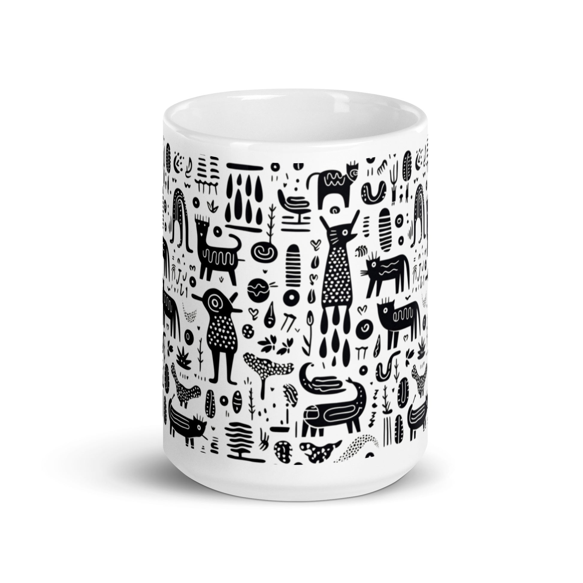 Inkstone Bestiary ceramic coffee mug - 15 oz - front view