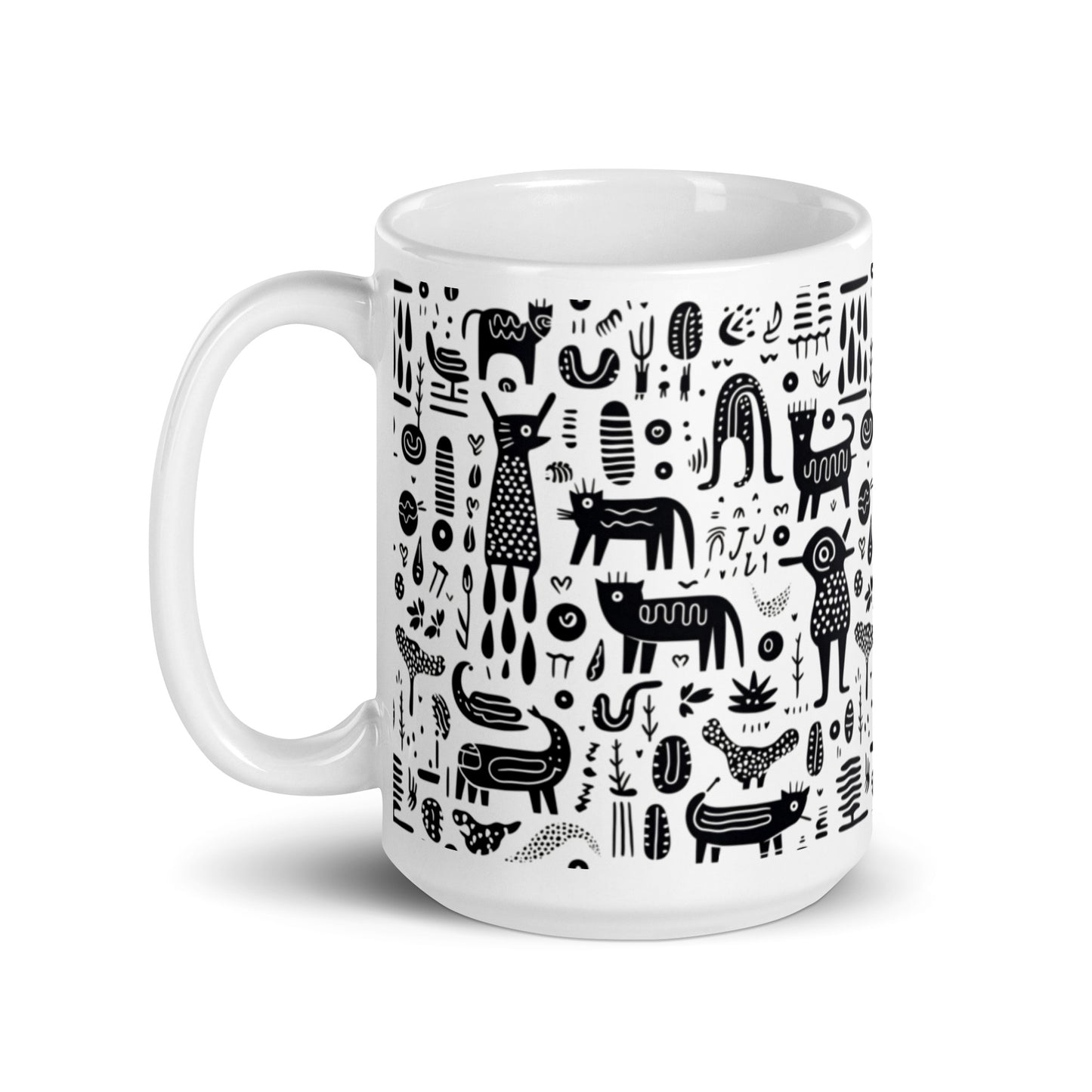 Inkstone Bestiary ceramic coffee mug - 15 oz - handle on left