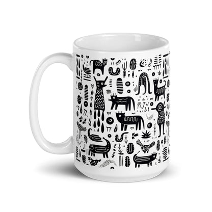 Inkstone Bestiary ceramic coffee mug - 15 oz - handle on left