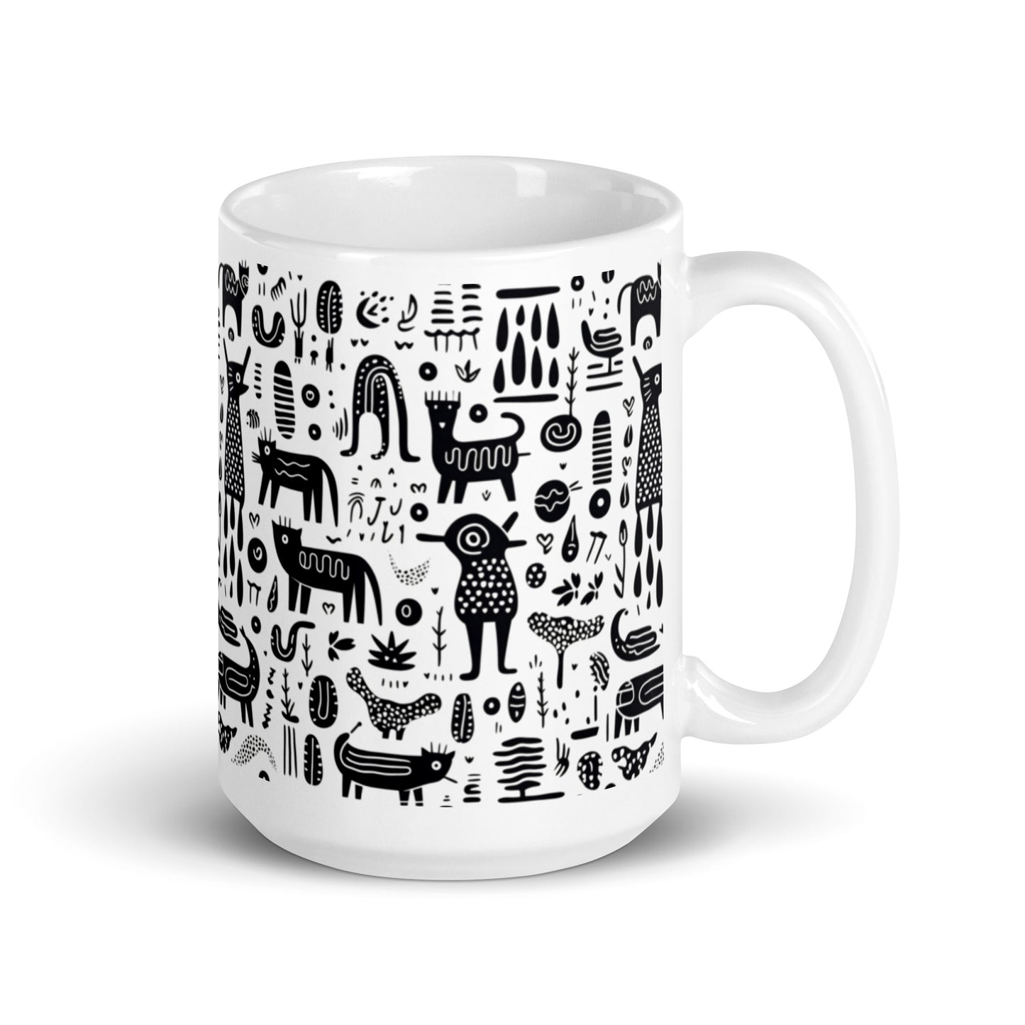 Inkstone Bestiary ceramic coffee mug - 15 oz - handle on right