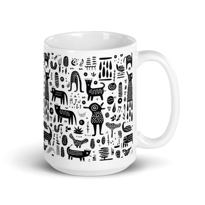 Inkstone Bestiary ceramic coffee mug - 15 oz - handle on right
