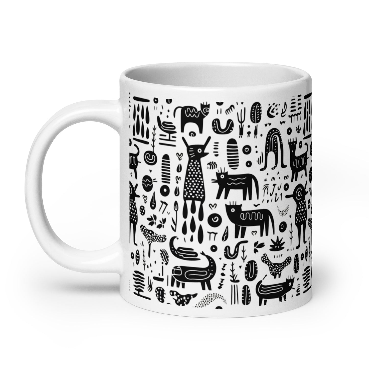 Inkstone Bestiary ceramic coffee mug - 20 oz - handle on left