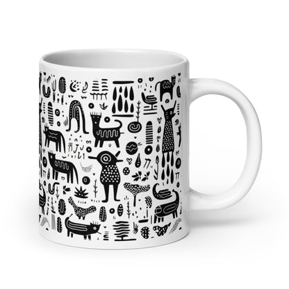 Inkstone Bestiary ceramic coffee mug - 20 oz - handle on right
