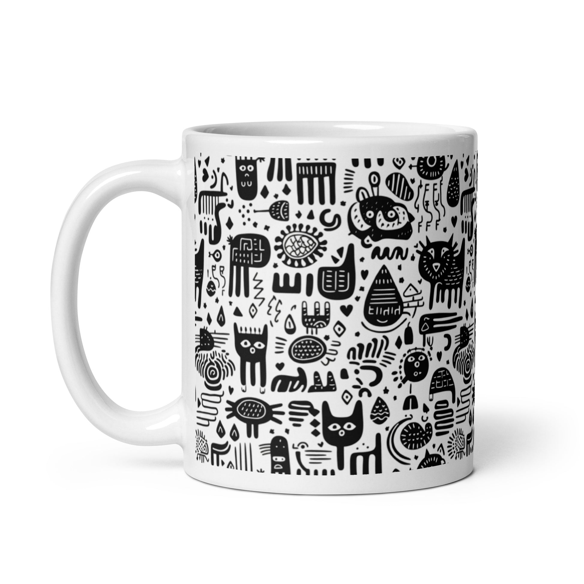 Inkstone Cipher ceramic coffee mug - 11 oz - handle on left