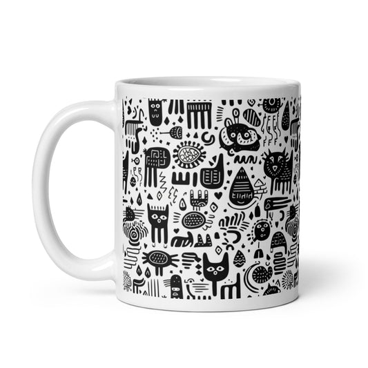 Inkstone Cipher ceramic coffee mug - 11 oz - handle on left