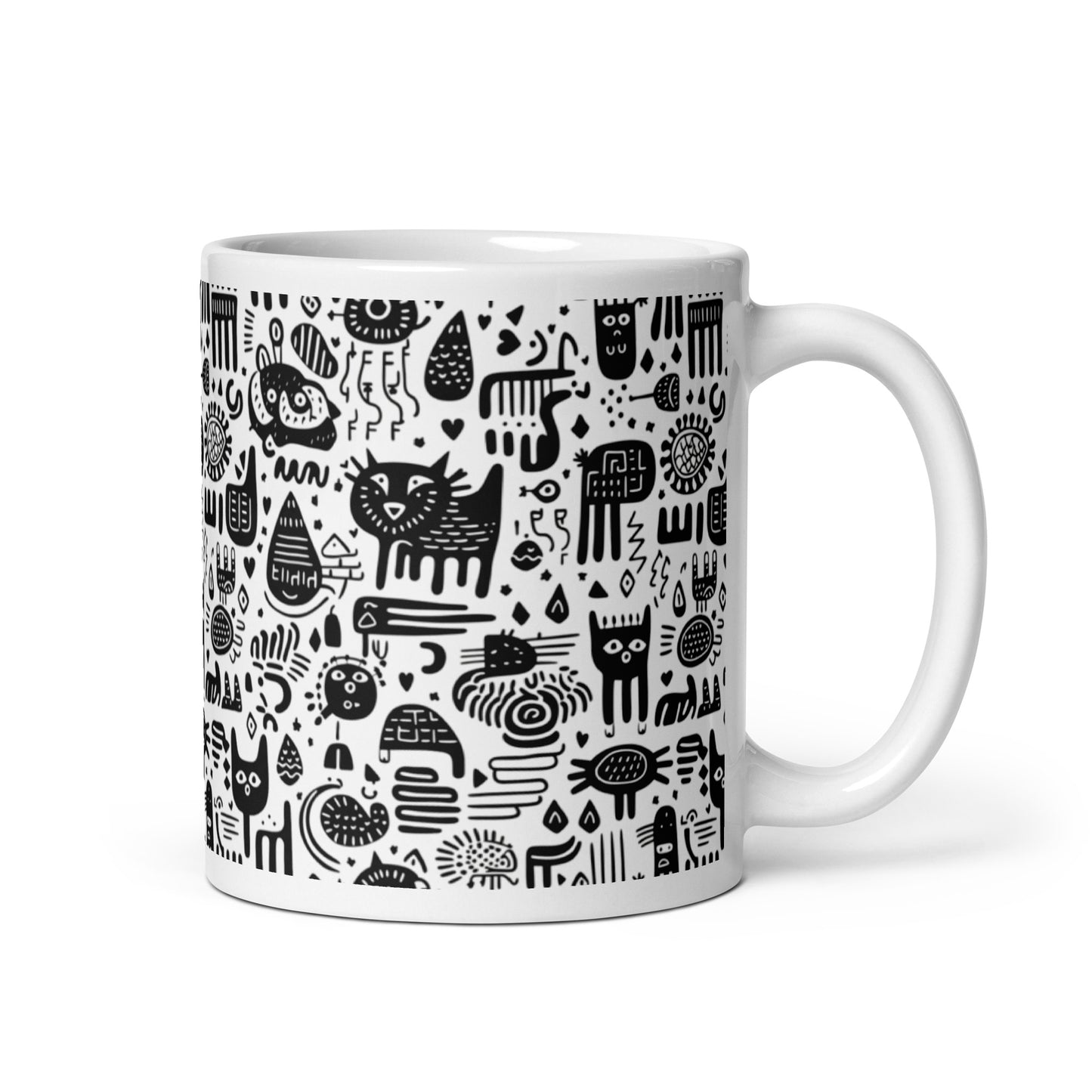 Inkstone Cipher ceramic coffee mug - 11 oz - handle on right