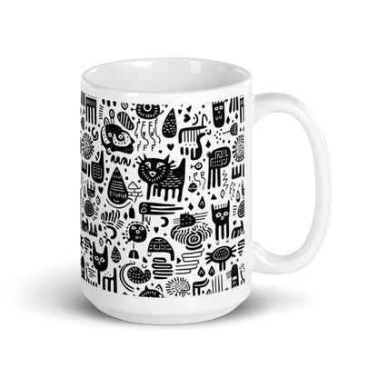 Inkstone Cipher ceramic coffee mug - 15 oz - handle on right