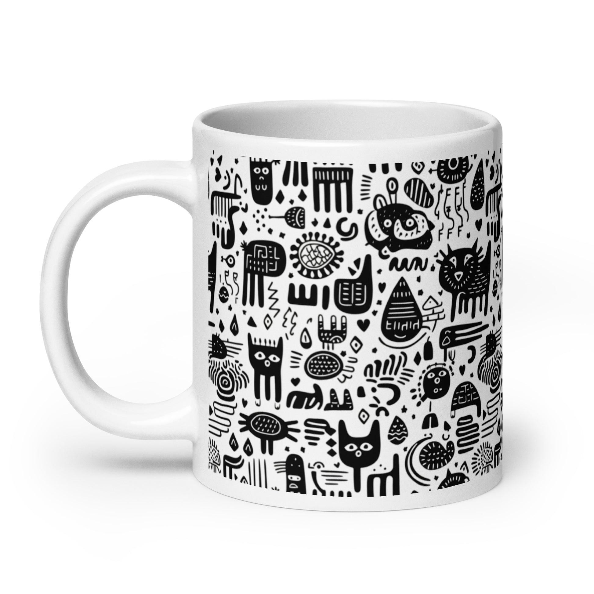 Inkstone Cipher ceramic coffee mug - 20 oz - handle on left