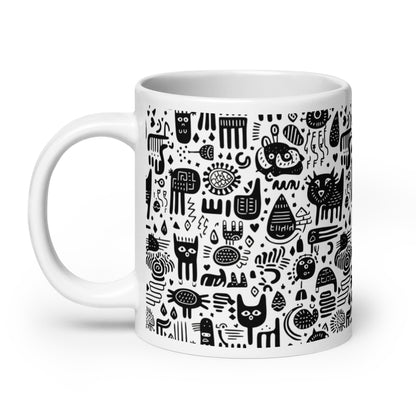 Inkstone Cipher ceramic coffee mug - 20 oz - handle on left