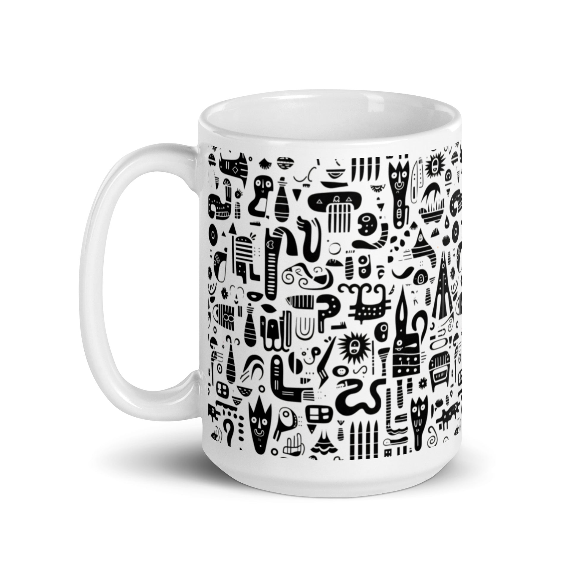 Inkstone Totem ceramic coffee mug - 15 oz - handle on left