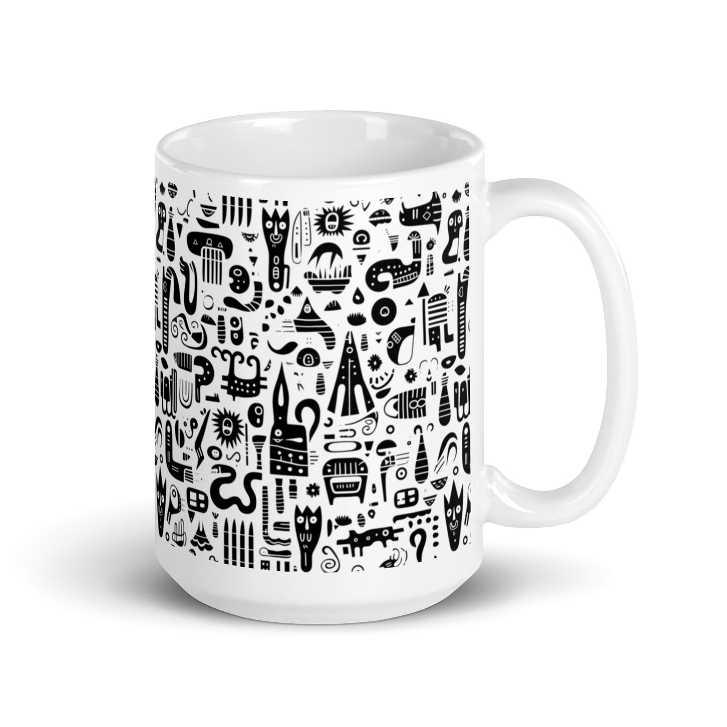 Inkstone Totem ceramic coffee mug - 15 oz - handle on right