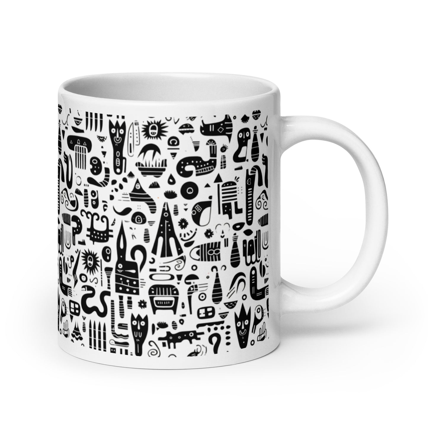 Inkstone Totem ceramic coffee mug - 20 oz - handle on right