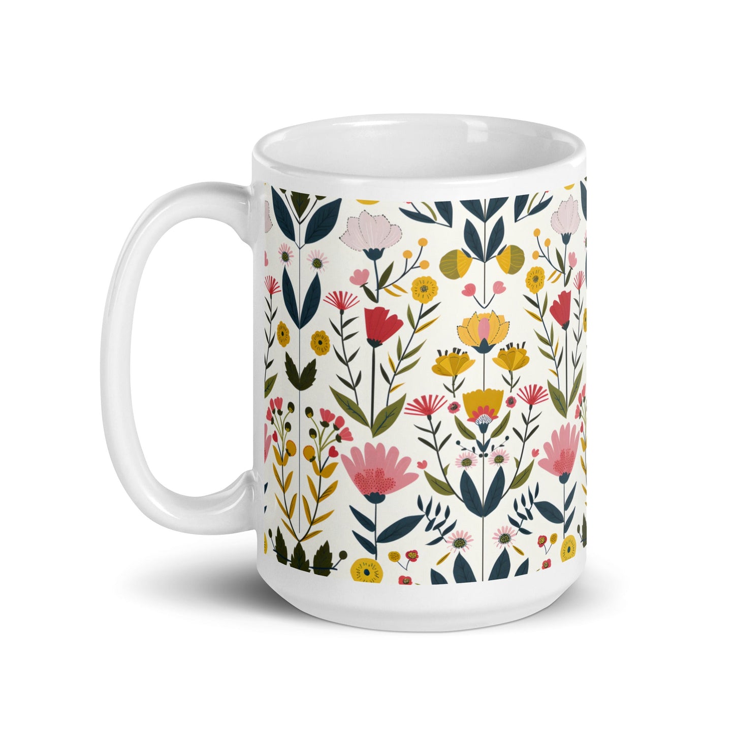 Posy — Hawthorn ceramic coffee mug - 15oz - handle on left