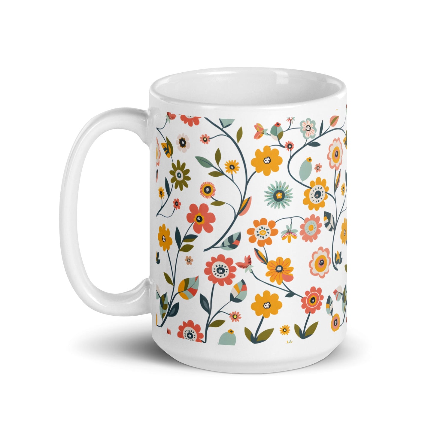 Posy — Ramble ceramic coffee mug - 15oz - handle on left