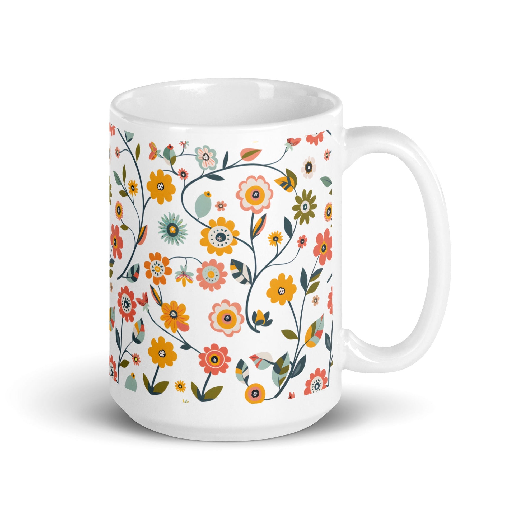 Posy — Ramble ceramic coffee mug - 15oz - handle on right