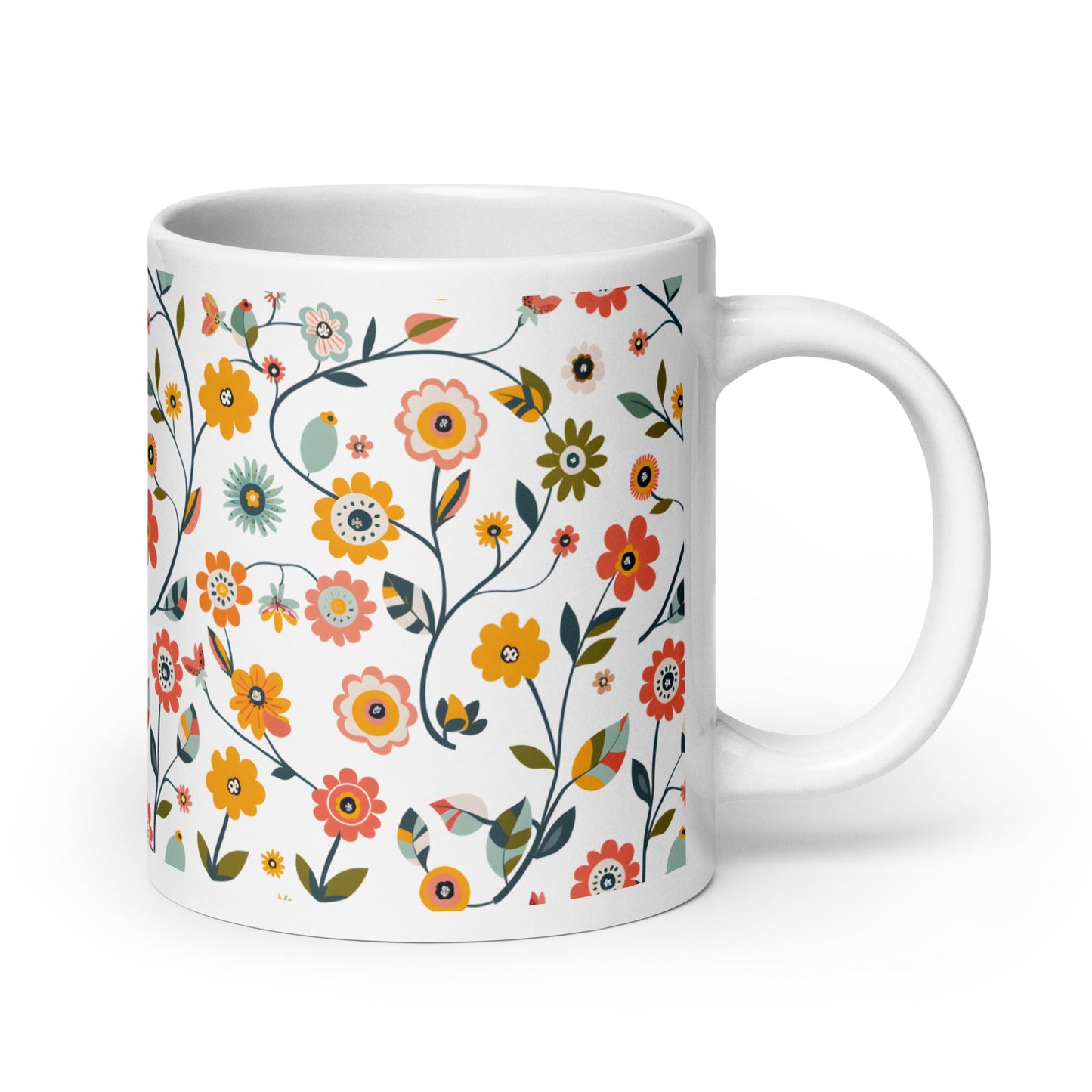 Posy — Ramble ceramic coffee mug - 20oz - handle on right