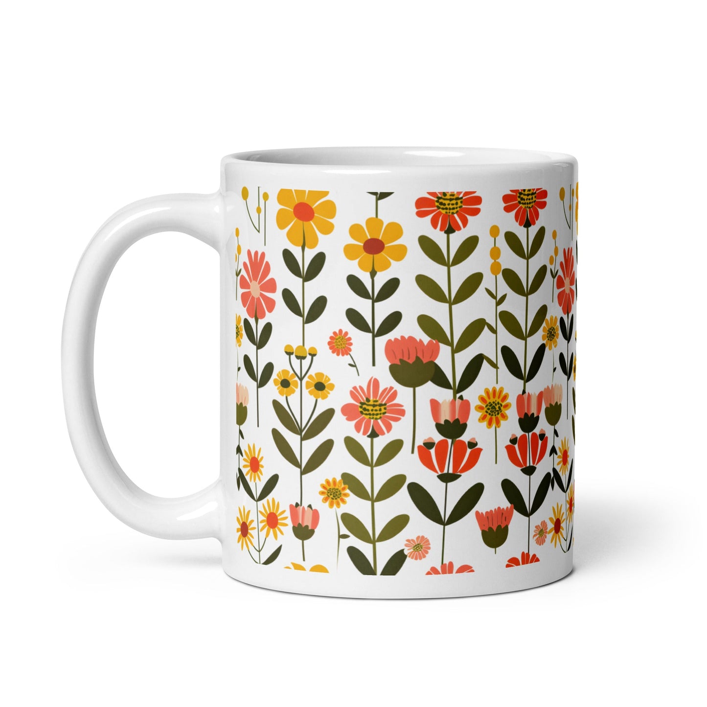Posy — Saffron ceramic coffee mug - 11oz - handle on left