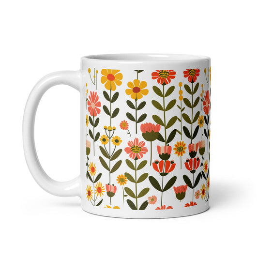 Posy — Saffron ceramic coffee mug - 11oz - handle on left