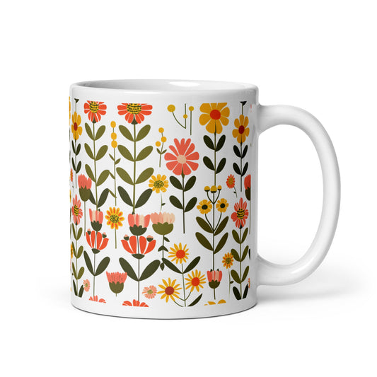 Posy — Saffron ceramic coffee mug - 11oz - handle on right