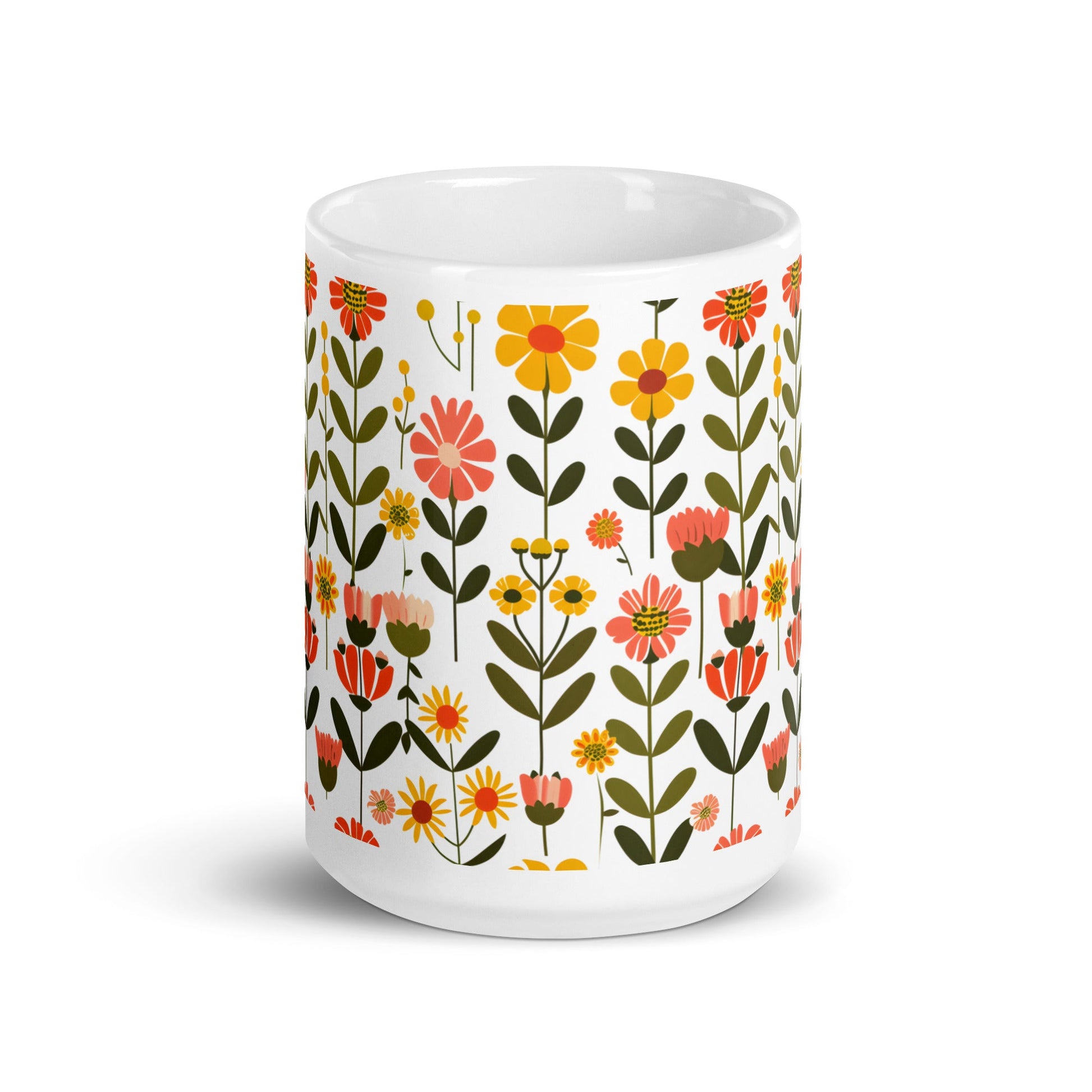 Posy — Saffron ceramic coffee mug - 15oz - front view