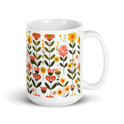 Posy — Saffron ceramic coffee mug - 15oz - handle on right