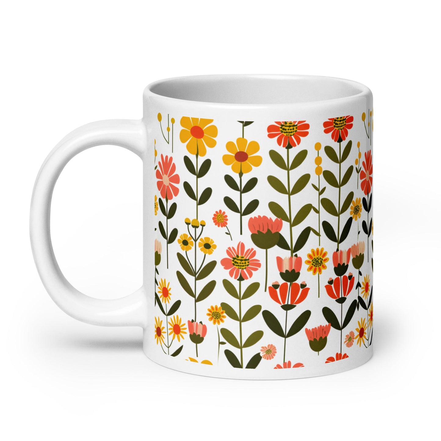 Posy — Saffron ceramic coffee mug - 20oz - handle on left