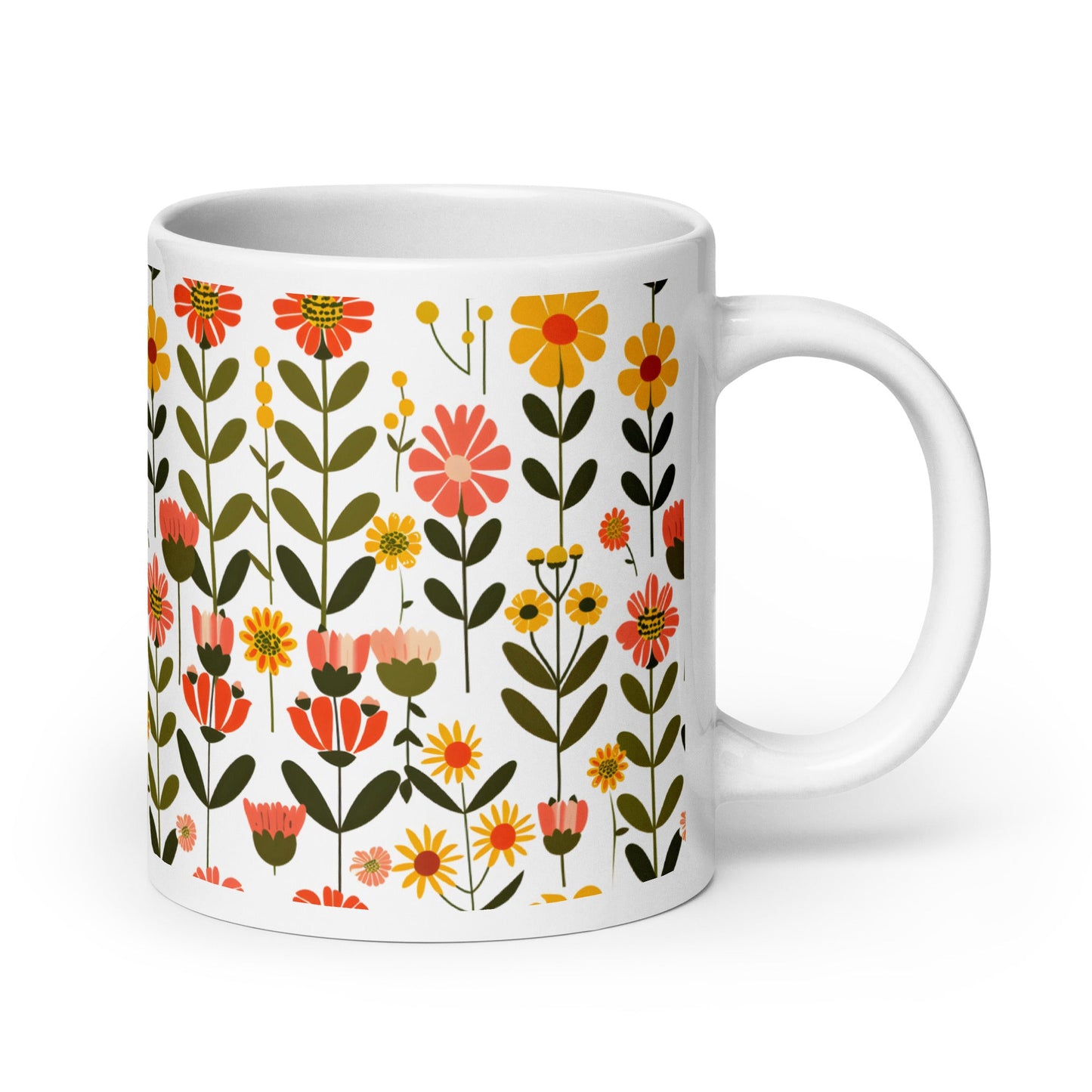 Posy — Saffron ceramic coffee mug - 20oz - handle on right